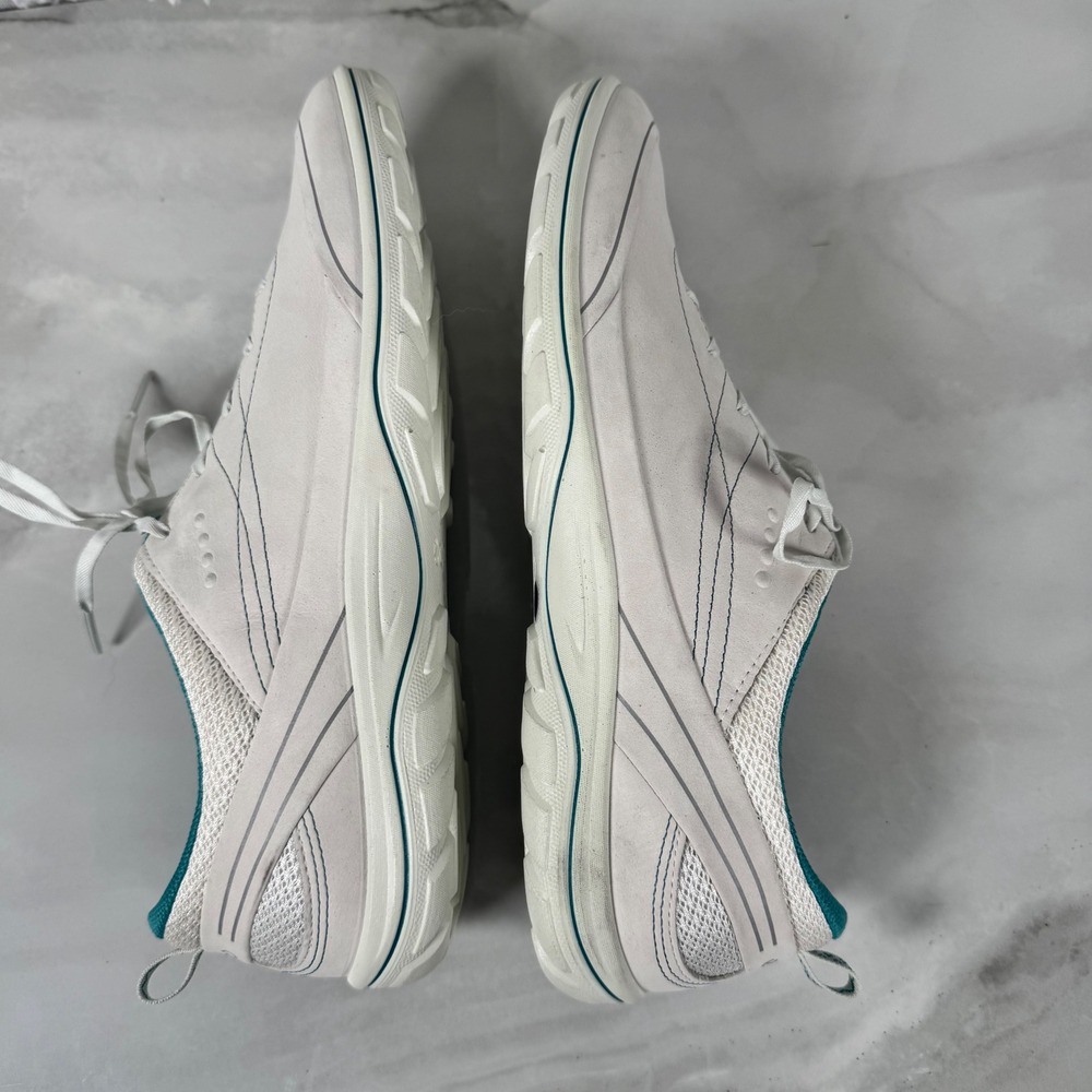 Ecco Leather Sneakers Off-White Teal Lace Up Comfort Casual EU 42 US 11/11.5 - Picture 7 of 12